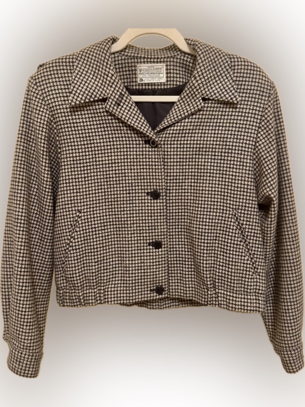 Vintage ♠️ Miss Pendleton Jacket Wool Houndstooth Size 10
